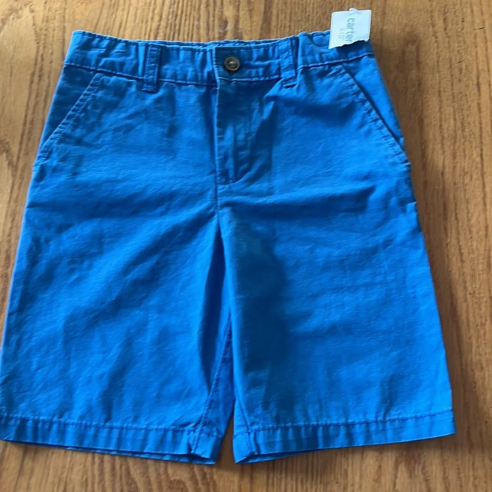 Carter’s size 8 kids blue flat front cotton shorts. NWT